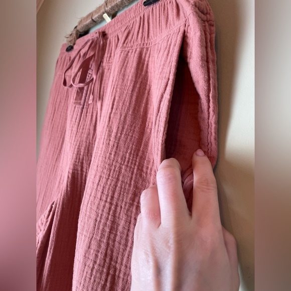 Like New 100% Cotton Relaxed Tie Waist Pants Dusty Rose Brown Large - Picture 9 of 12